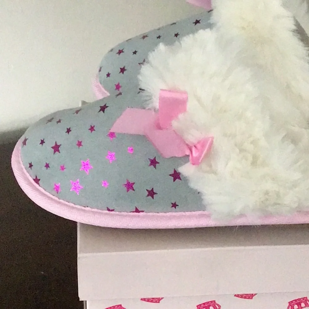 NWT Juicy by Juicy Couture Sonora Girls Slip-On Slippers Gray/Pink SZ 4-5 💥💥